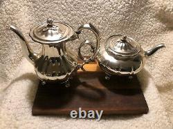 Marlboro Old English Arris Proc. Antique Silver Plate Tea Coffee Pot Set Pumpkin
