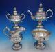 Marquand And Co Coin Silver Tea Set 4pc Leaf Bead Border Flower Finials (#3981)