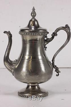 Meriden Britannia Co Silver Plate Tea Coffee Set & Footed Tray 1859 Pattern 6 Pc