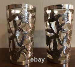 Mexico 925 Sterling Silver Overlay Set 4 Iced Tea Tumblers OVERLAY-NO GLASSES