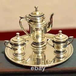Miniature Sterling Silver Tea Set Dollhouse 112 Artist O'Meara