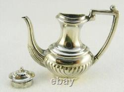 Miniature Sterling Silver Tea Set & Tray 5 Pce Doll House Antique John Rose 1/12