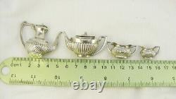 Miniature Sterling Silver Tea Set & Tray 5 Pce Doll House Antique John Rose 1/12