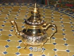 Moroccan golden tea set-Moroccan mint tea set gold -Gold silver Moroccan Tea set