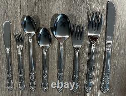 NEW 1984 VINTAGE 103PC 12 Place Settings Imperial IMI4 Roses Stainless Flatware