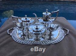 Near Museum Quality 6 Pc Complete 1913 Gorham Plymouth Sterling Coffee / Tea Set