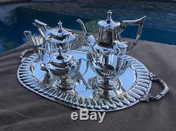 Near Museum Quality 7 Pc Complete 1909 Gorham Plymouth Sterling Coffee / Tea Set