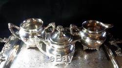 New Amsterdam Quadruple Silver Plated 5 Piece Coffee/tea Set With Keystone Tray