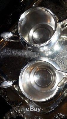 New Amsterdam Quadruple Silver Plated 5 Piece Coffee/tea Set With Keystone Tray