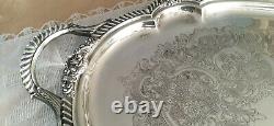 Nice Sheridan Silver on Copper Tea/Coffeepot set & Huge Silverplated Waiter Tray