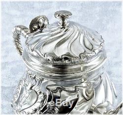 ODIOT Antique French Sterling Silver Vermeil Tea & Coffee Set 4pc