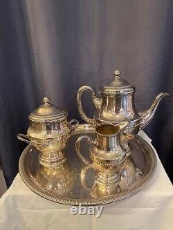 Old 4 Piece Tea Set Silver Metal Louis XV Style Gadron Decor