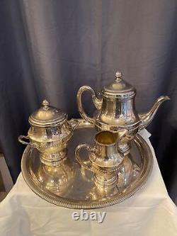 Old 4 Piece Tea Set Silver Metal Louis XV Style Gadron Decor