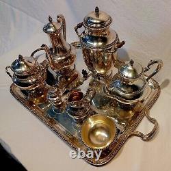 Olier & Caron French Art Deco Sterling Silver Tea / Coffee Set With Serving Tr