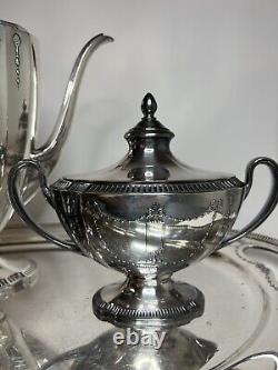 Oneida Community Plate Grosvenor Silver Tea Set With Tray, ART DECO