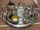 Oneida Silver Plate Coffee And Tea Pot Teapot With Butler's Serving Tray Set