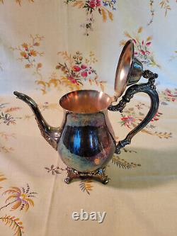Oneida Silver plate Coffee and Tea Pot Teapot with Butler's Serving Tray Set
