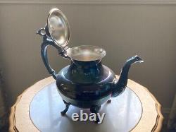 Oneida Silverplate Tea Service Antique Set 2 Pots, Sugar, Creamer, Tray Mint
