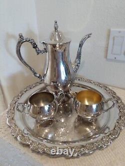 Oneida silver coffee/tea set with plate