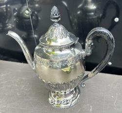 Ornate Antique Victorian Embossed Silver Plate 4 piece Coffee Tea Serving Set