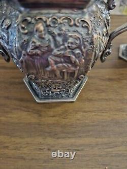 Ornate Barbour Internatinal Silver Co Silverplate Tea/Coffee Pot Set