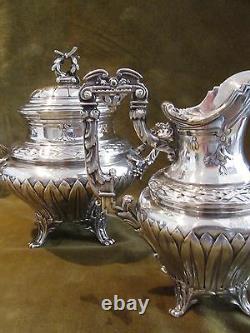 Outstanding french sterling silver tea coffee set Louis XVI st E Puiforcat Nap 3