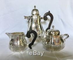 PUIFORCAT ÉLYSEE FRENCH RÉGENCE STYLE STERLING SILVER 3 PC TEA or COFFEE SET