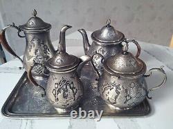 Pershian Art Exhibition Full Set Of Solid Silver Coffee & Tea By Master Lahiji