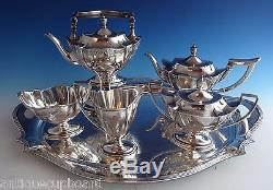Plymouth Engraved by Gorham Sterling Silver 5pc Tea Set withSP Tray (#1024)