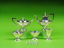 Plymouth by Gorham sterling silver 5-piece tea set. With silver Plated Tray