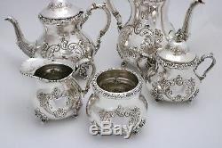 Poole Old English Hand Chased Sterling Silver Tea Coffee Set