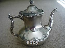 Poole Silver Co. Vintage 5 Pc. Tea Set, Brushed Silverplate, Very Nice