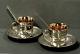 Portugese Sterling Tea Set 2 Cups & Saucers & Spoons Signed
