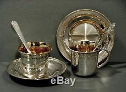 Portugese Sterling Tea Set 2 Cups & Saucers & Spoons SIGNED