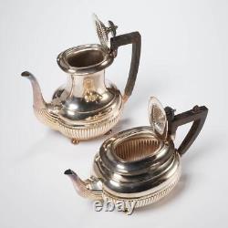 Potosi Silver Plate 6 Pc Half Fluted Tea Service Set Incl Teapot Sugar Creamer