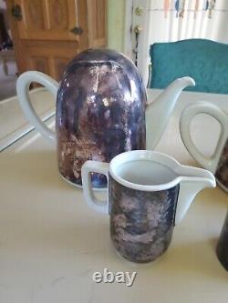 PreWar ART DECO GERMAN WMF Silver HUTSCHENREUTHER SELB Porcelain COFFEE TEA SET