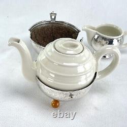 Pretty WMF Tea Set With Tray Art Deco Silver Plated 4 Pieces