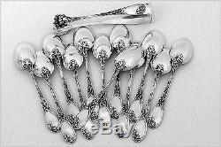 Puiforcat Fabulous French Sterling Silver Tea Spoons Set with Sugar Tongs Iris