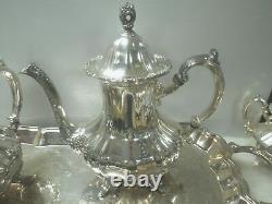 Q683 Lancaster Rose by Poole Vintage 5 Piece Tea Set Silver-plated EPCA 400