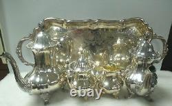 Q683 Lancaster Rose by Poole Vintage 5 Piece Tea Set Silver-plated EPCA 400