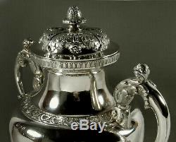 R. Rait Silver Tea Set Tea Urn c1840 Empire 105 Ounces