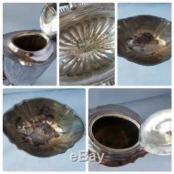 RARE Antique Sheffield England Crafton Silver Plate Coffee Tea Set Tray 6 Pieces