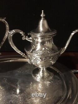 RARE EARLY 1900s ARTCRAFT 5 PC. STERLING SILVER COFFEE, TEA SET ANTIQUE SERVING
