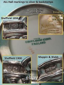 RARE Sterling silver Cherub Angel copeland spode demitase tea coffee cup set box