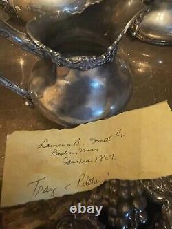 RARE VINTAGE ANTIQUE SHEFFIELD SILVER SERVING TRAY With REED&BARTON SILVER TEA SET