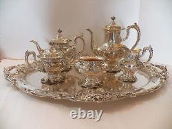 REED & BARTON FRANCIS 1ST STERLING SILVER TEA/COFFEE SET WithSTERLING TRAY 6 PIECE