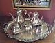 Reed + Barton Provencial # 7040 5 Pc Silverplate Tea Set With Gorham Vc777 Tray