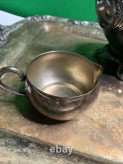 Rare Antique Silver Plate Tea Set 5 Pc
