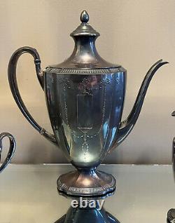 Rare Vintage 1921 Community Silver Plate Coffee Tea Set Teapot Creamer & Sugar