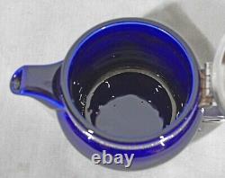 Rare! Vintage 1930's Lenox Hotel Navy Blue + Gorham Silver-plated LID Teapot